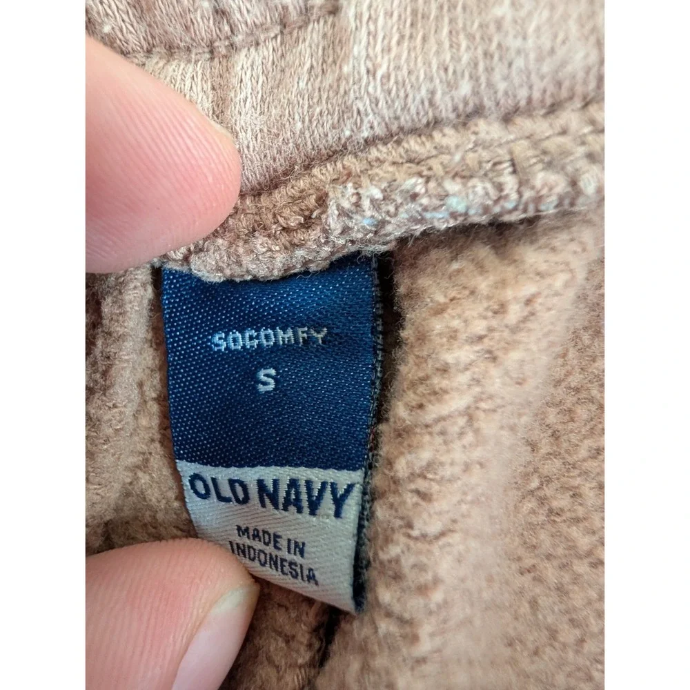 Old Navy SoComfy Sweatpants Mens S Beige Fleece Cargo Pockets Elastic Drawstring